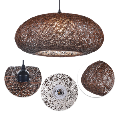 Handmade Oval Ball Rattan Light Hemp Ball Chandelier-labpiecesign