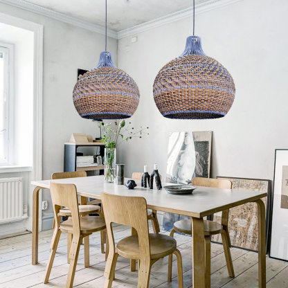 Purple Rattan Dome Pendant Lights-labpiecesign