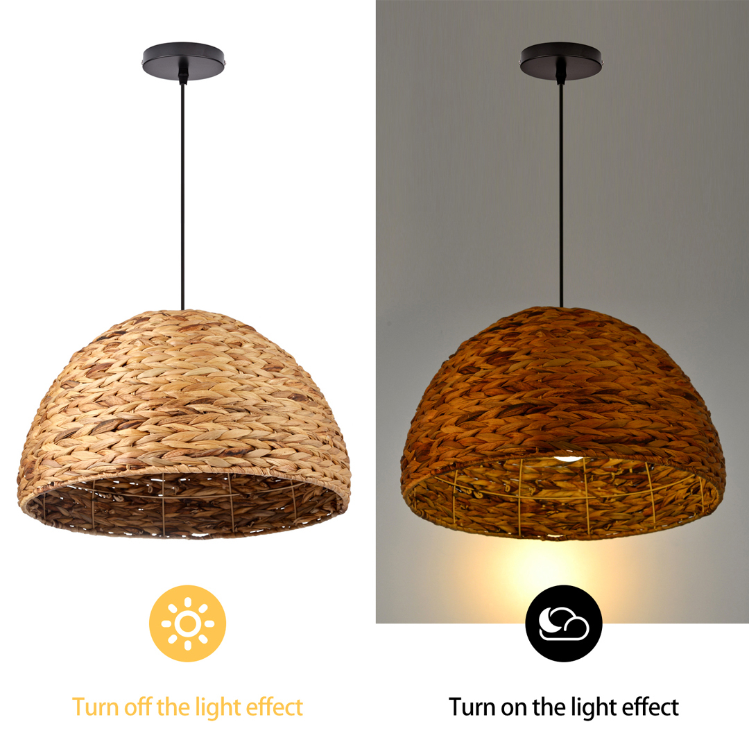 Basket Rattan Pendant Lights Seagrass Semi-circular Hand Woven Rattan Pendant Lights-labpiecesign