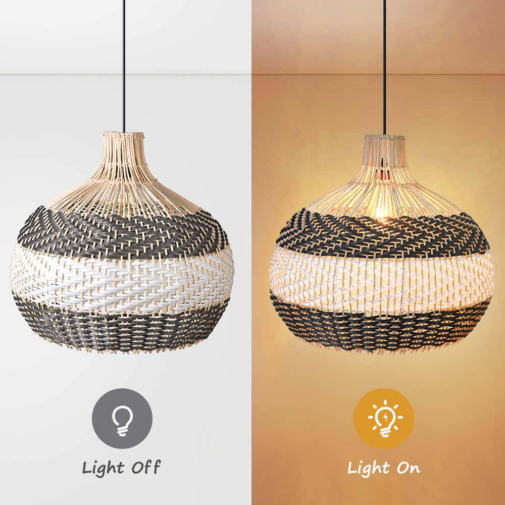 Grey Rattan Pendant Light Woven Rattan Lampshade-labpiecesign