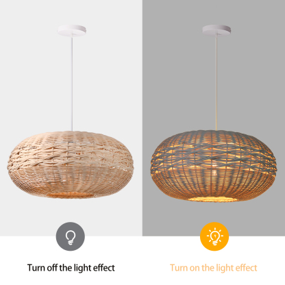 Wabi-sabi style bamboo natural ranttan waved pendant light-labpiecesign