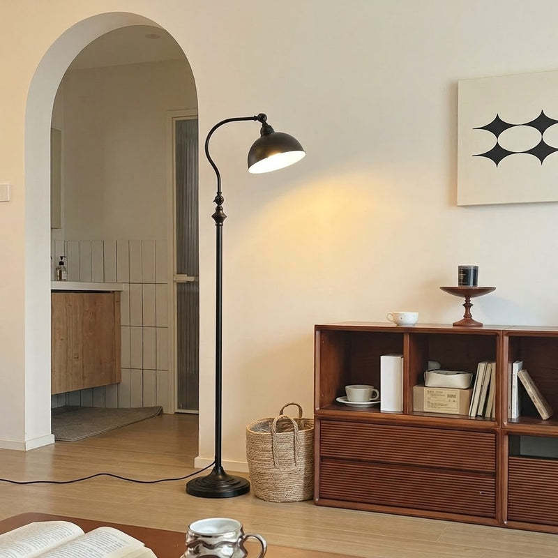 Vintage Adjustable Arc Floor Lamp with Dome Shade for Living Room
