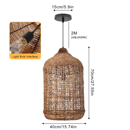 Bohemian Woven Rattan Solid Wood Splicing  Pendant Lights -labpiecesign
