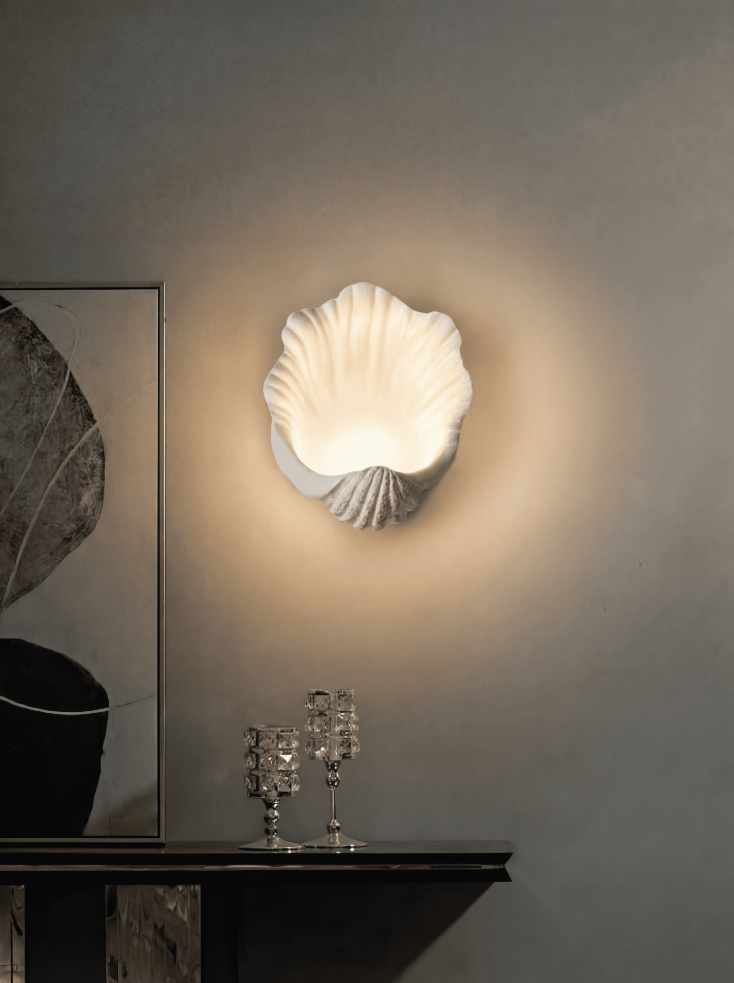 Sculptural Shell Wall Sconce for Bedroom