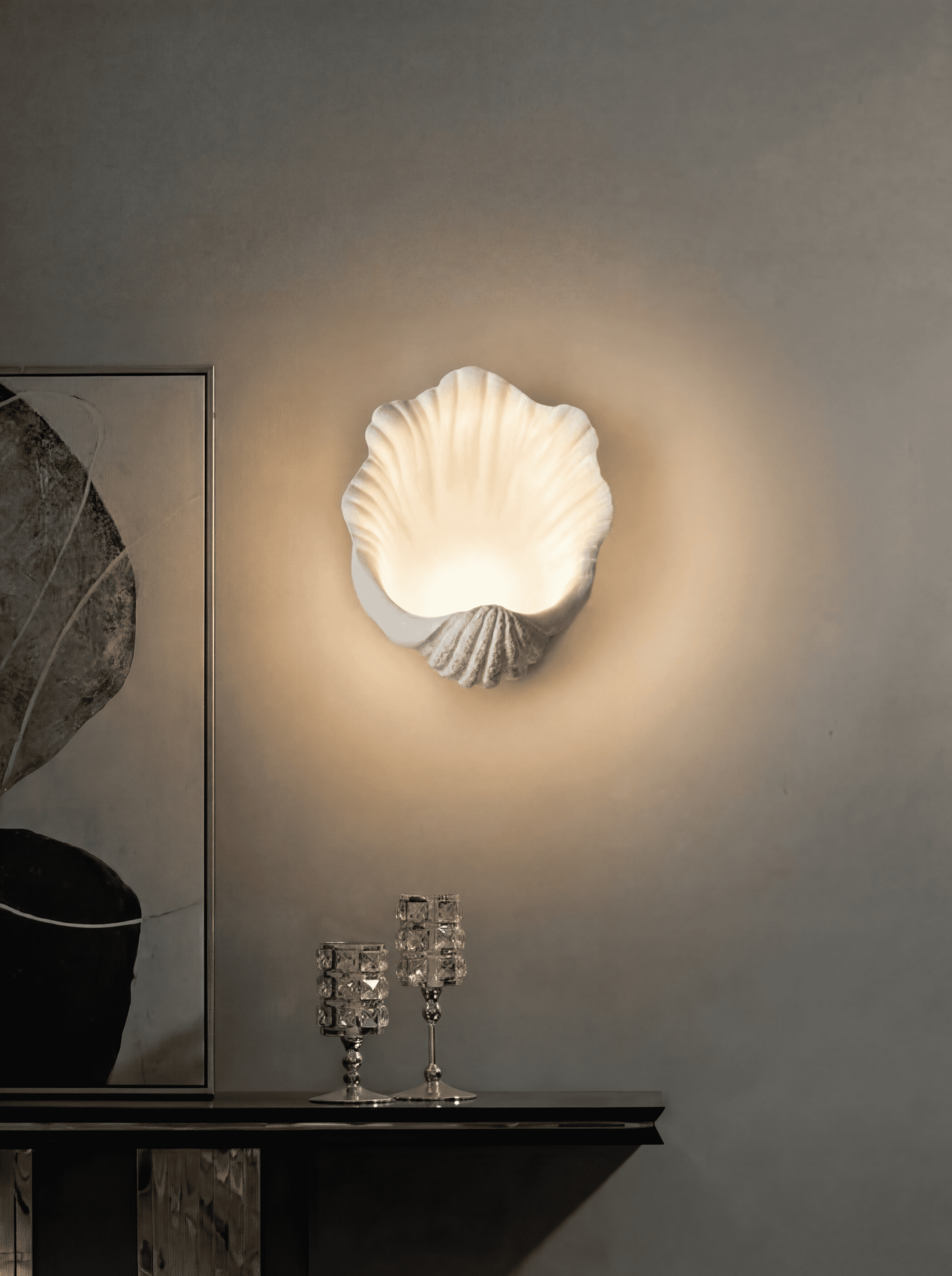 Sculptural Shell Wall Sconce for Bedroom