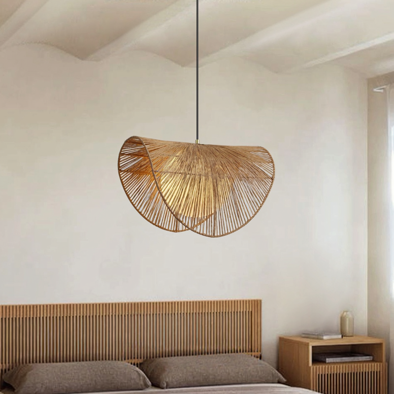 Wabi-Sabi Style Vintage Rattan Hemp Rope Chandelier
