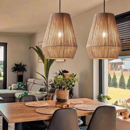 Wabi-sabi Japanese style hemp rope woven pendant light