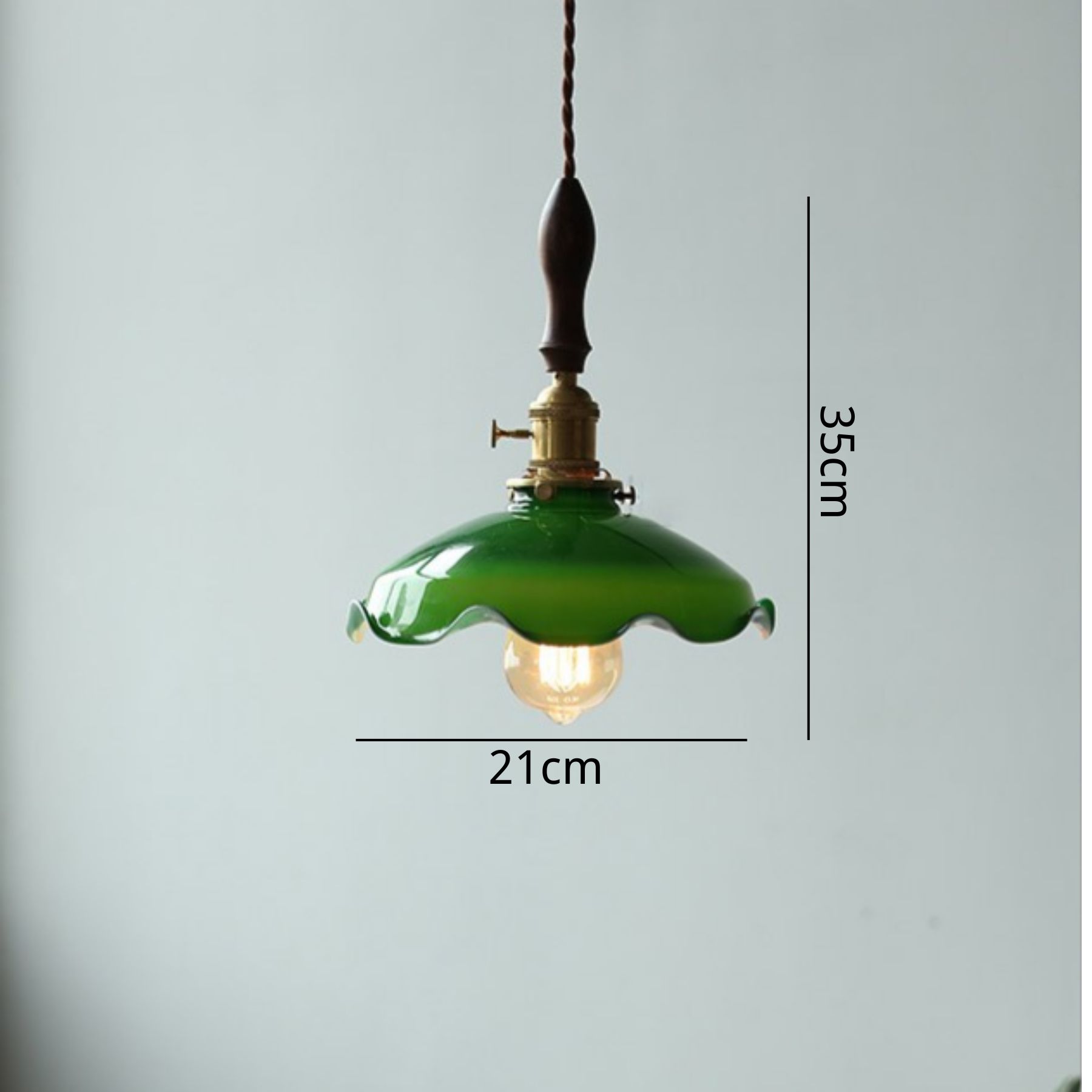 Vintage green small light brass cafe window pendant light