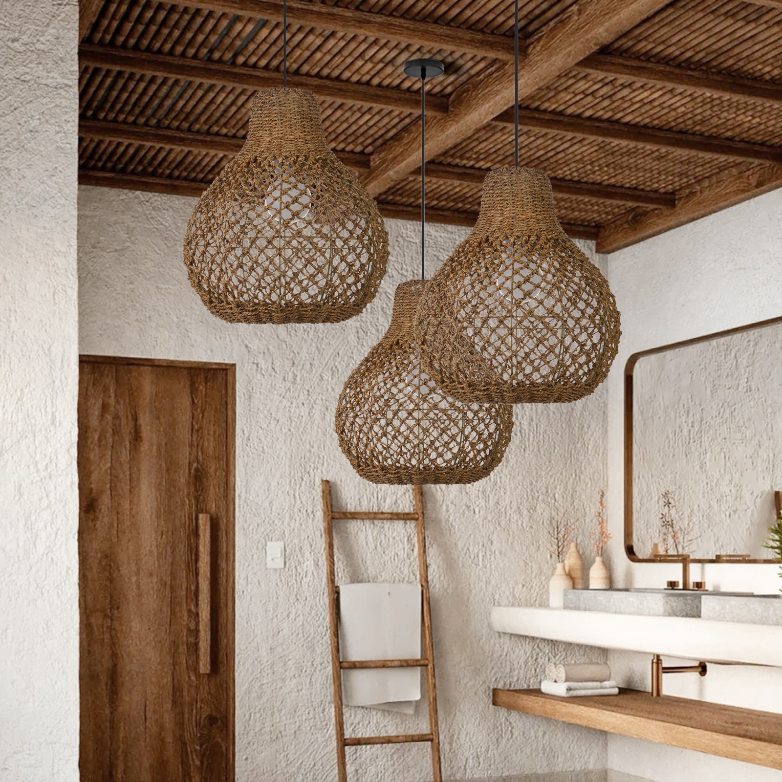 Handmade Natural Seaweed Hanging Lights Crafts Lampshade