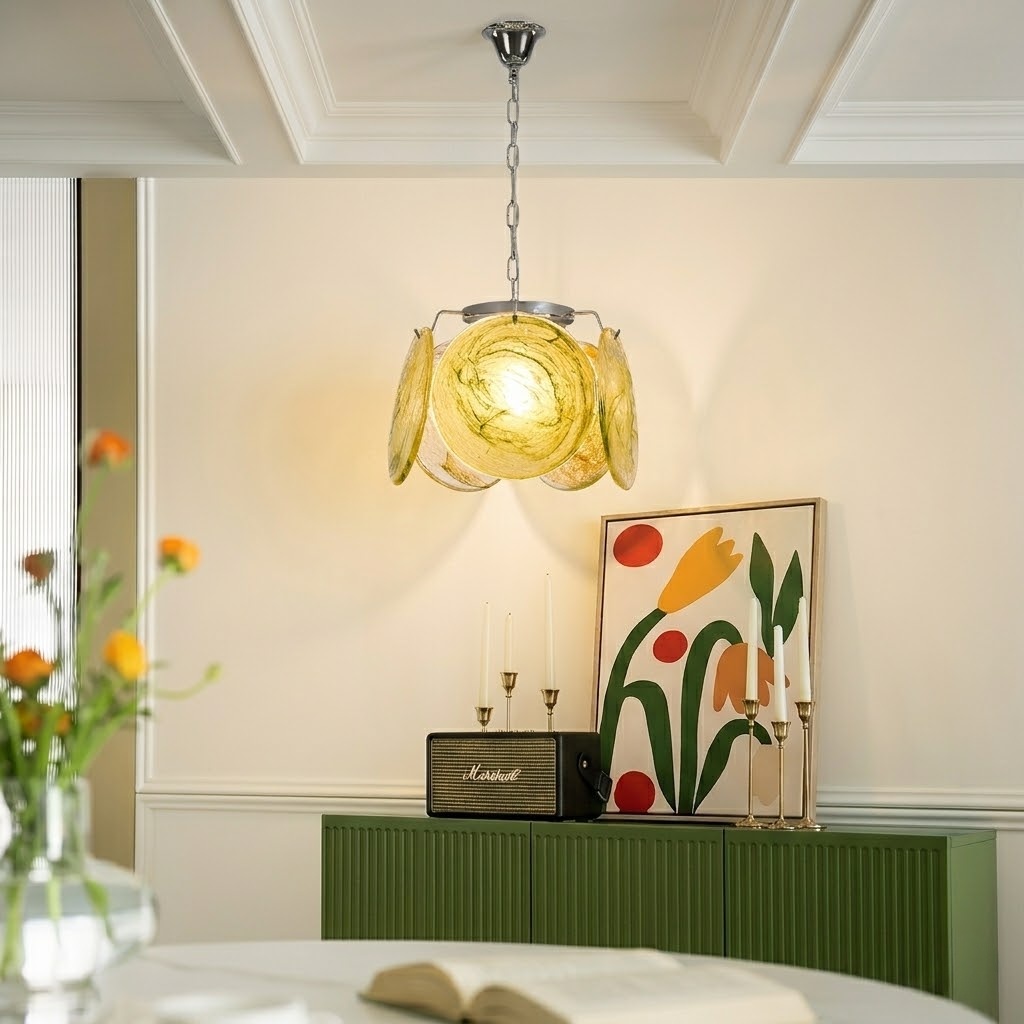 Modern Art Glass Disc Pendant Light for Bedroom Hallway Entryway