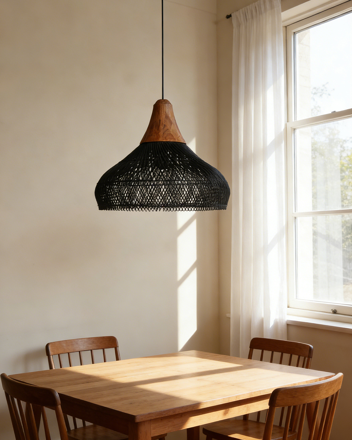 Dome Rattan Woven Pendant Lamp for Living Room