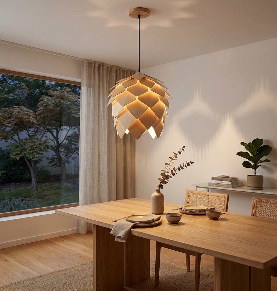 Creative Pine Cone Wooden Chandelier Pineapple Dining Rattan Lamp Home Decoration