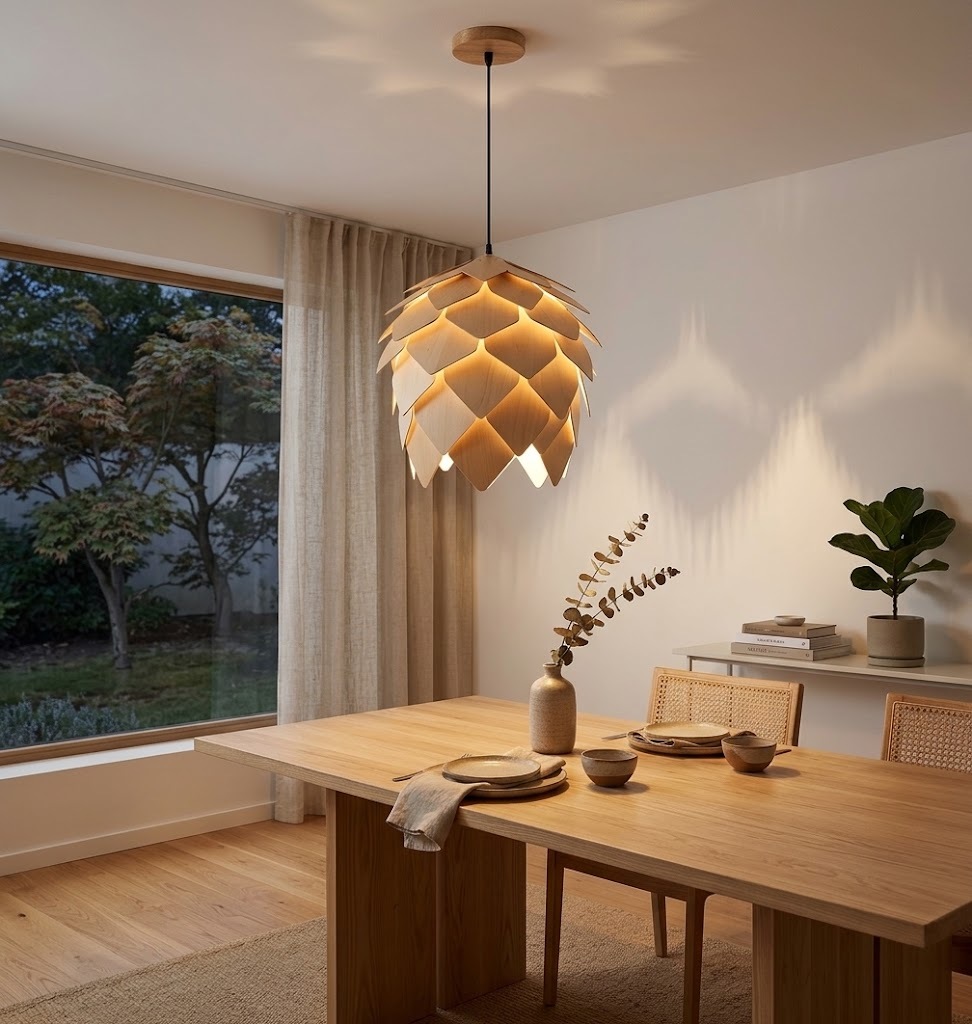 Creative Pine Cone Wooden Chandelier Pineapple Dining Rattan Lamp Home Decoration