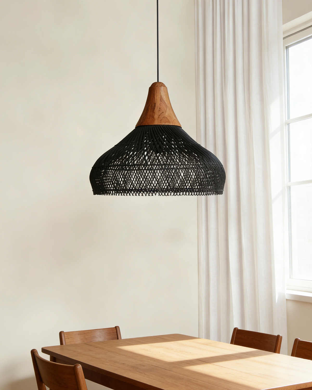 Dome Rattan Woven Pendant Lamp for Living Room