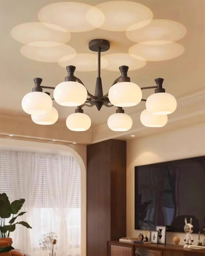 Medieval French retro style Milky white glass chandelier