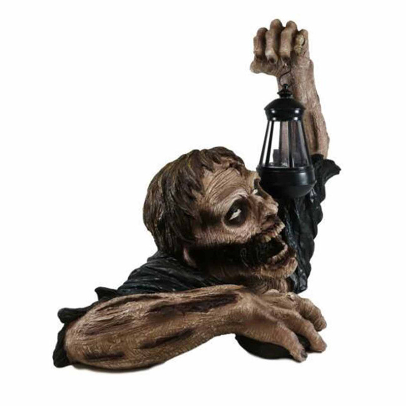 Spooky Crawling Zombie Lantern Statue for Halloween Yard & Garden Decor