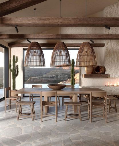 Wabi-sabi style creative wooden rattan pendant light for kichen-labpiecesign