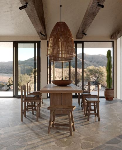 Wabi-sabi style creative wooden rattan pendant light for kichen-labpiecesign