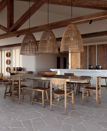 Wabi-sabi style creative wooden rattan pendant light for kichen-labpiecesign