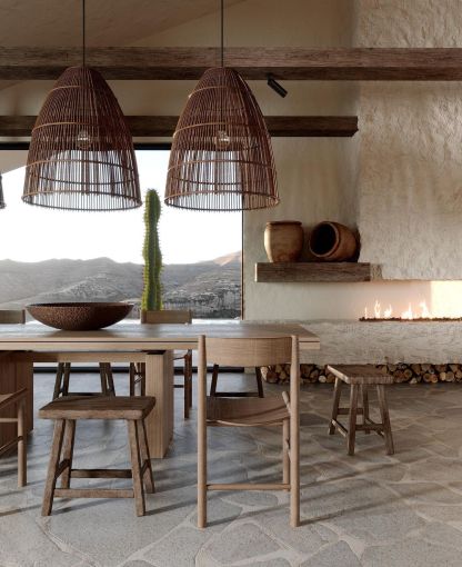Wabi-sabi style creative wooden rattan pendant light for kichen-labpiecesign