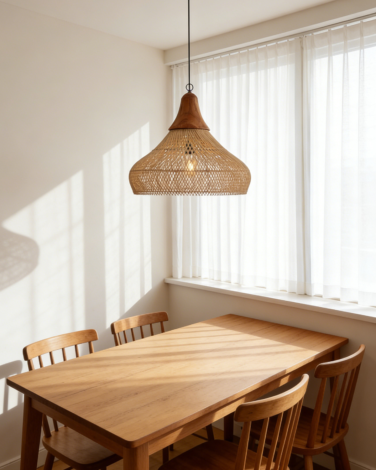 Dome Rattan Woven Pendant Lamp for Living Room