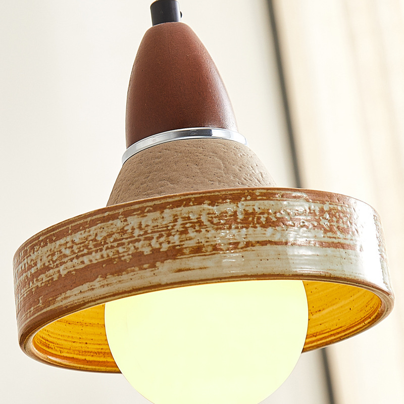 Wabi-sabi Style Ceramic Bedroom Bedside Pendant Light