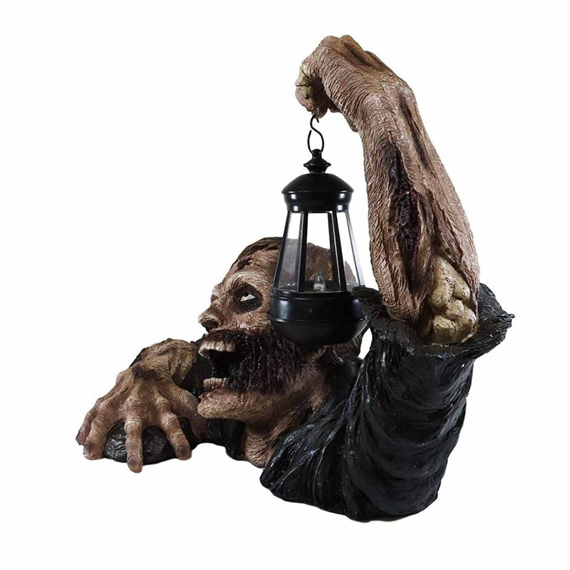 Spooky Crawling Zombie Lantern Statue for Halloween Yard & Garden Decor
