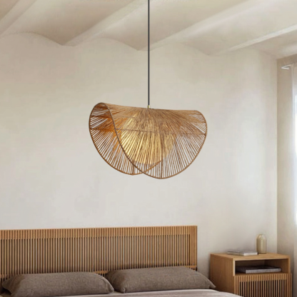 Wabi-Sabi Style Vintage Rattan Hemp Rope Chandelier
