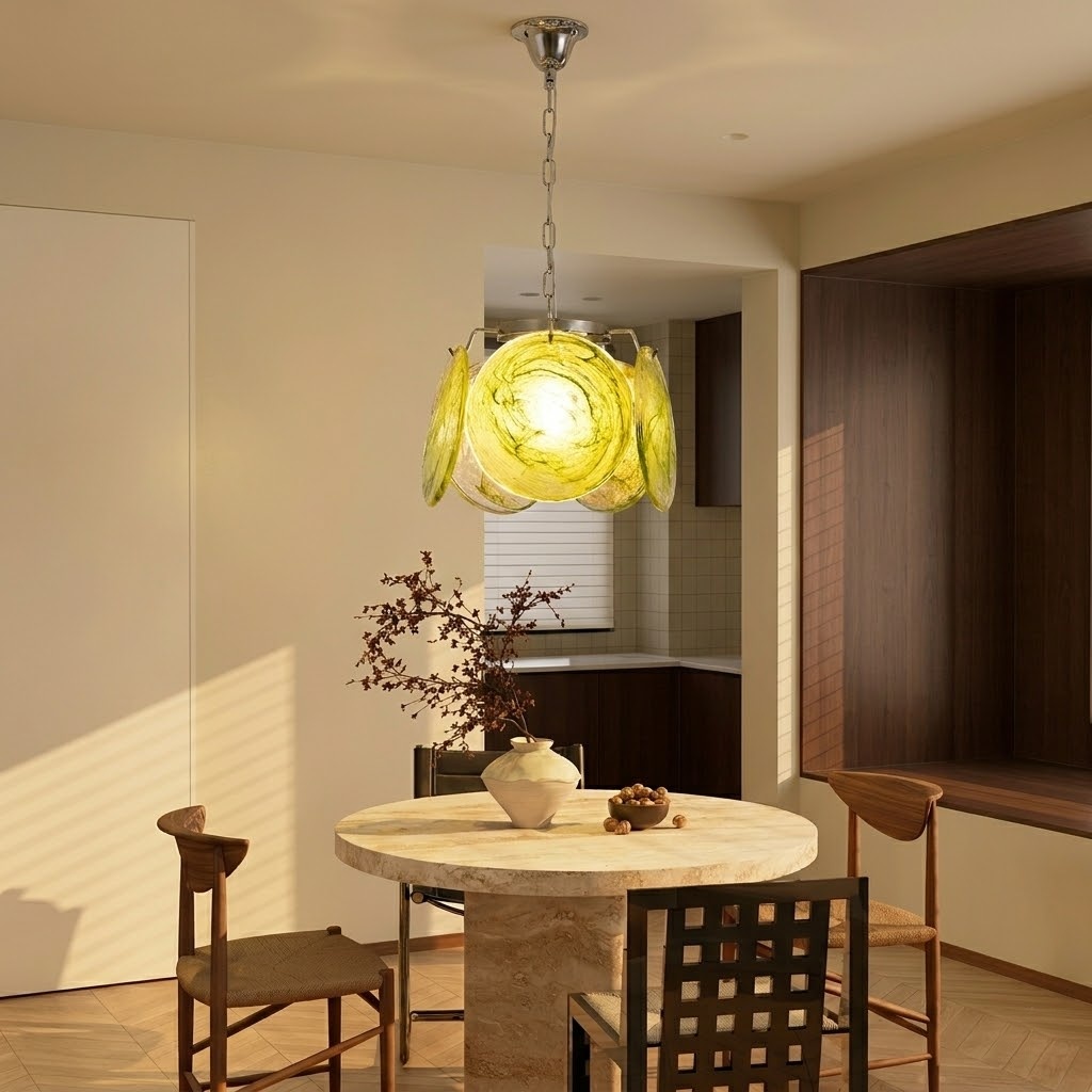 Modern Art Glass Disc Pendant Light for Bedroom Hallway Entryway