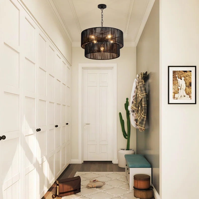 Shiloh Rattan Pendant Light - Bohemian Lampshade, Rattan Light Fixture