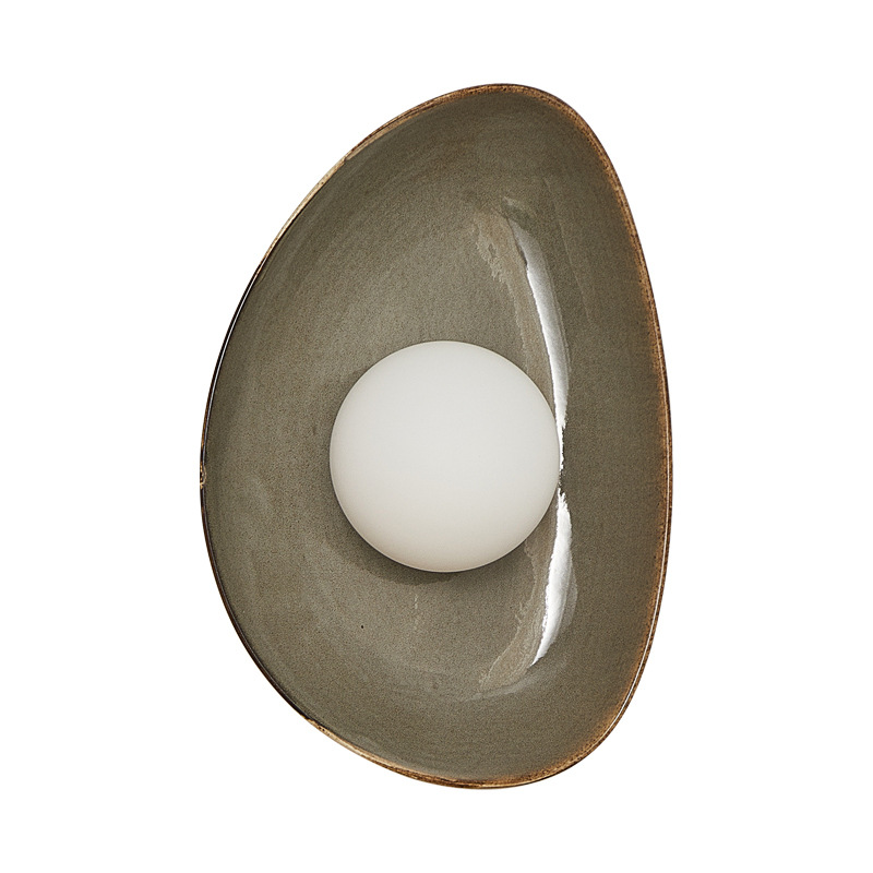 Wabi-Sabi Style Ceramic Wall Lamp Bedroom Bedside Corridor Lamp 