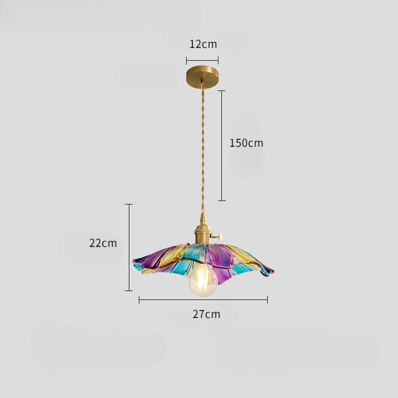  Vintage Lotus Leaf Glass Pendant Light