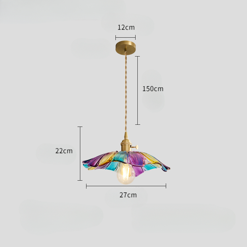  Vintage Lotus Leaf Glass Pendant Light
