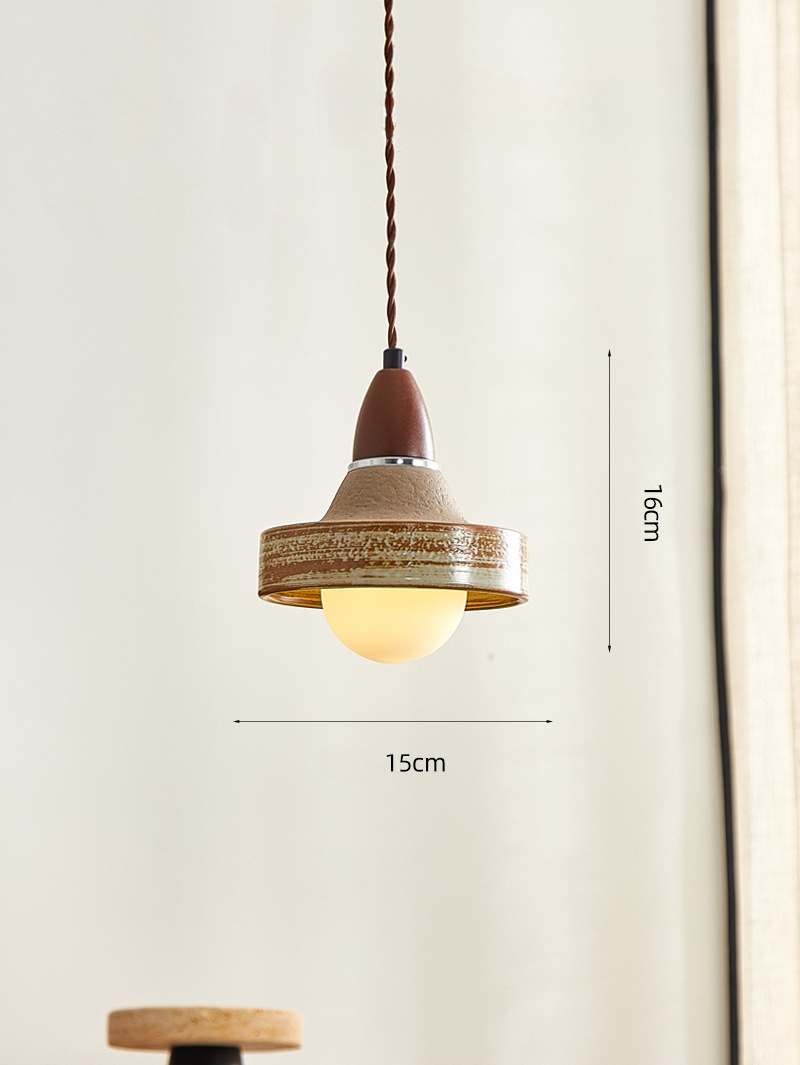 Wabi-sabi Style Ceramic Bedroom Bedside Pendant Light