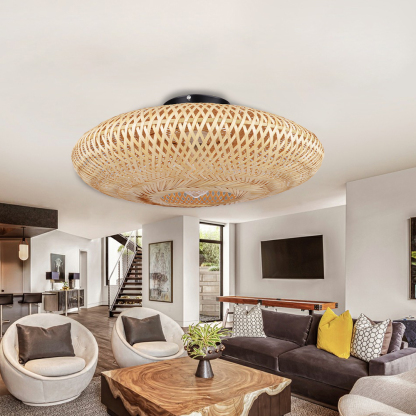 Rattan Boho Pendant Lamp Bamboo Rattan Woven Ceiling light-labpiecesign