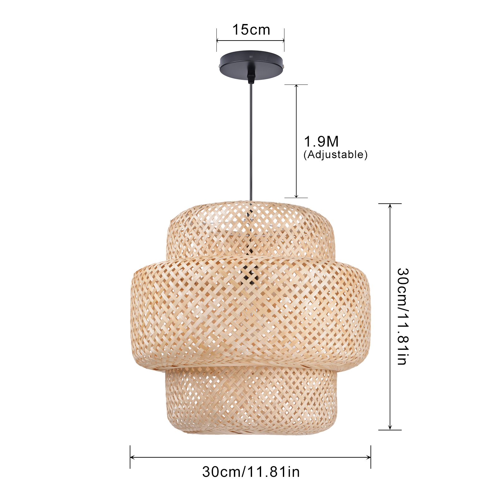 Tiered bamboo pendant light shade vintage diy lighting shade store-labpiecesign