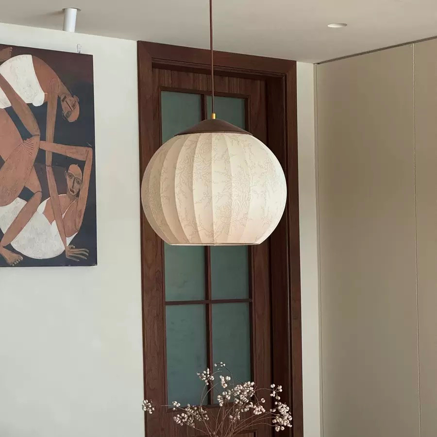 Printed Fabric Lantern Vintage Pendant Lights
