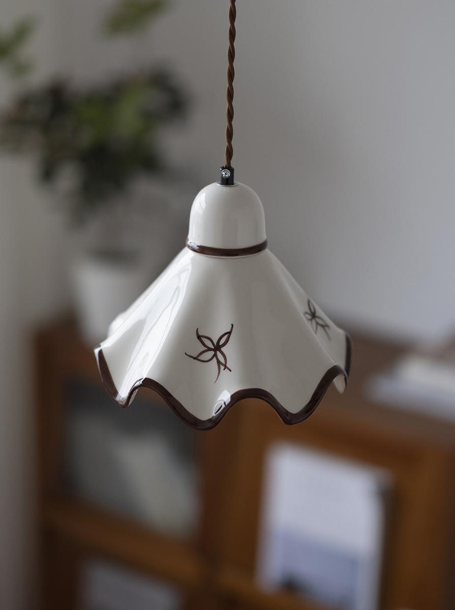 Antique hand-painted Ceramic Pendant Lamp for Bedside
