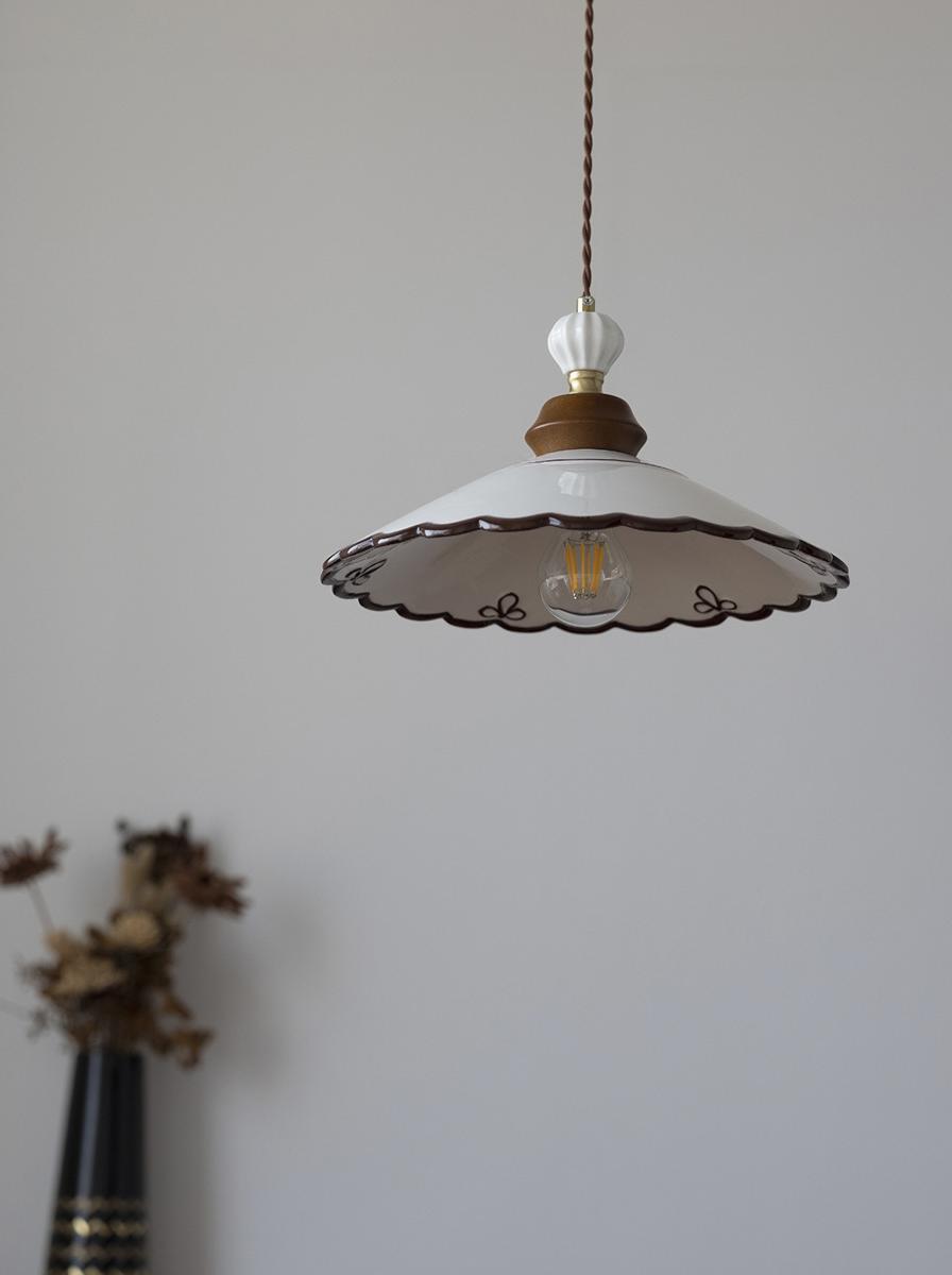 French Vintage Ceramic Pendant Lamp