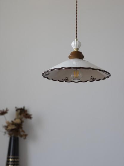 French Vintage Ceramic Pendant Lamp