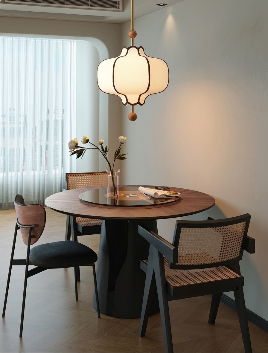 Vintage Fabric Lantern Pendant Light for Dining Room