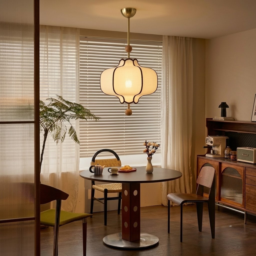 Vintage Fabric Lantern Pendant Light for Dining Room
