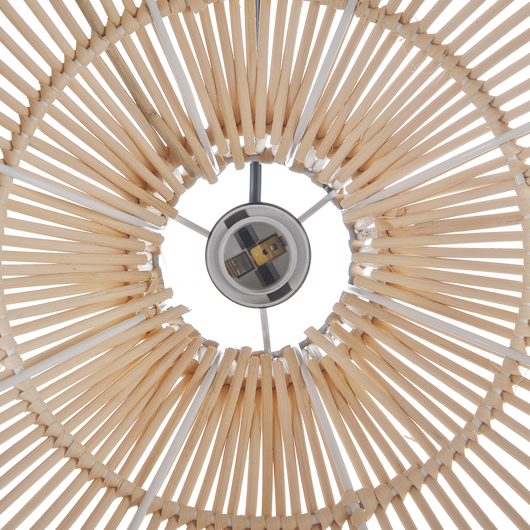 Boho Stripes Hand-woven Lampshade Elegant Rattan Pendant Light-labpiecesign