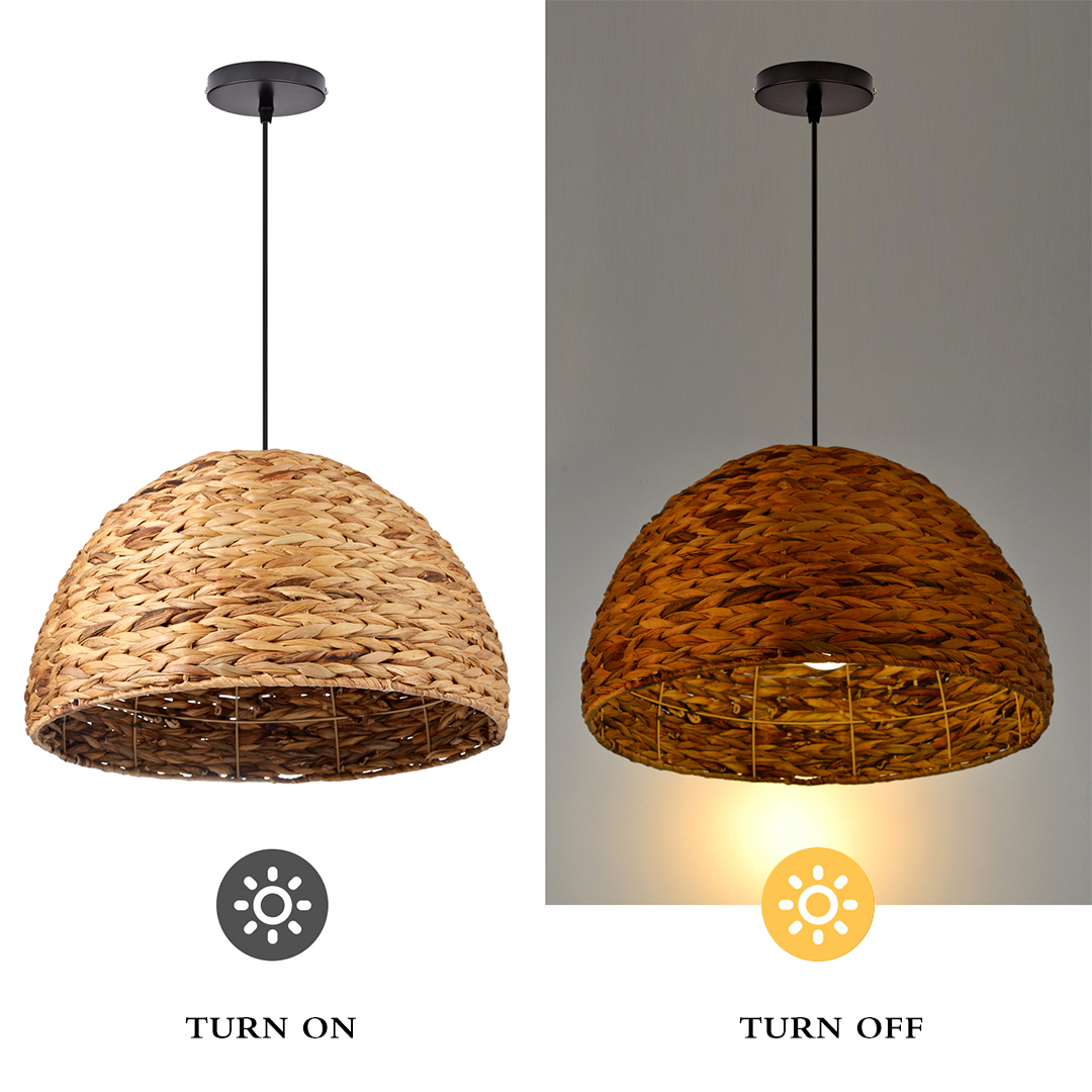 Natural Basket Seagrass Semi-circular Hand Woven Rattan Pendant Lights