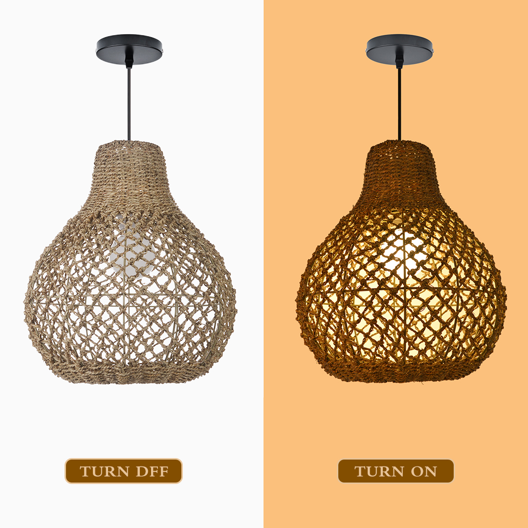 Handmade Natural Seaweed Hanging Lights Crafts Lampshade-labpiecesign