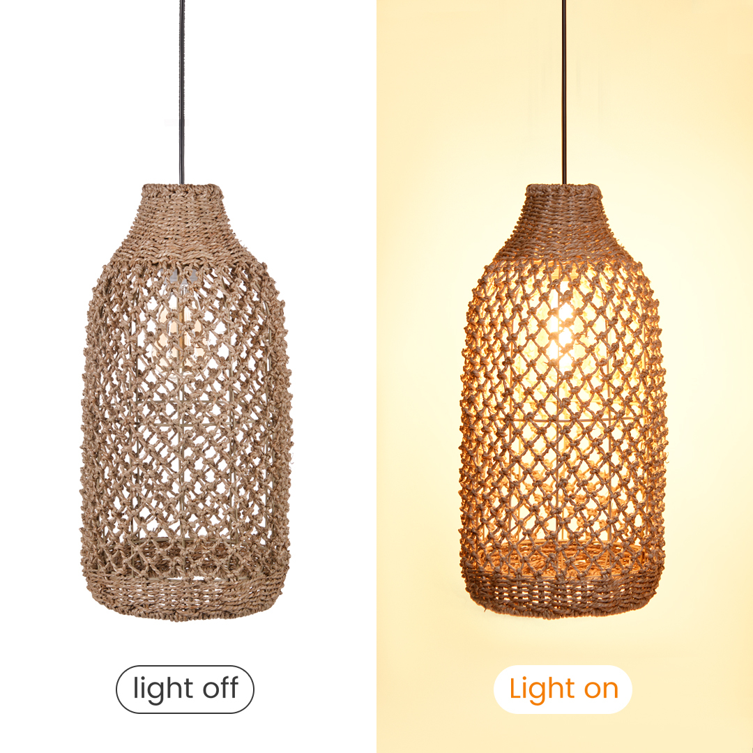 Boho Farmhouse Natural Rattan Ceiling Chandelier Lighting-labpiecesign