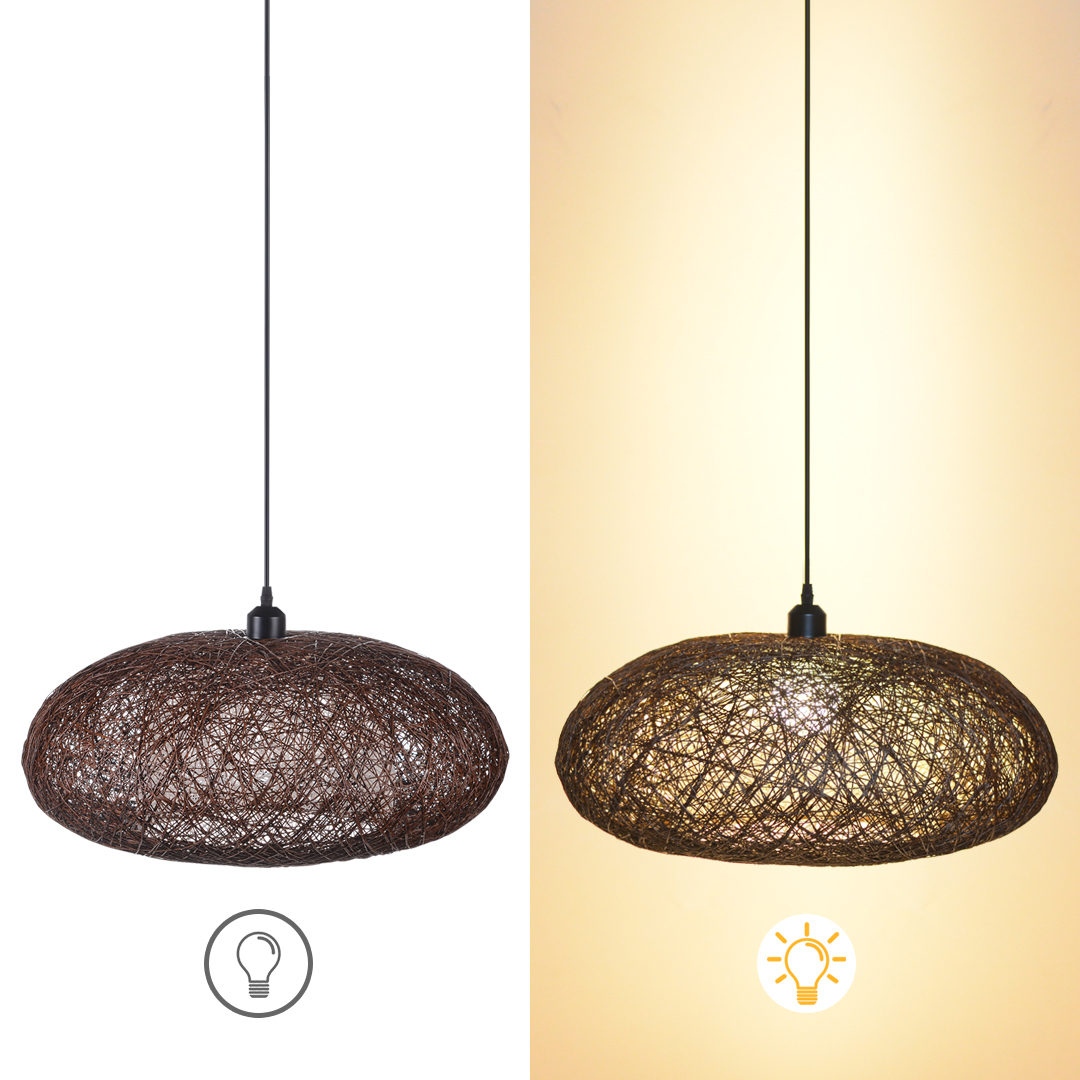 Handmade Oval Ball Rattan Light Hemp Ball Chandelier