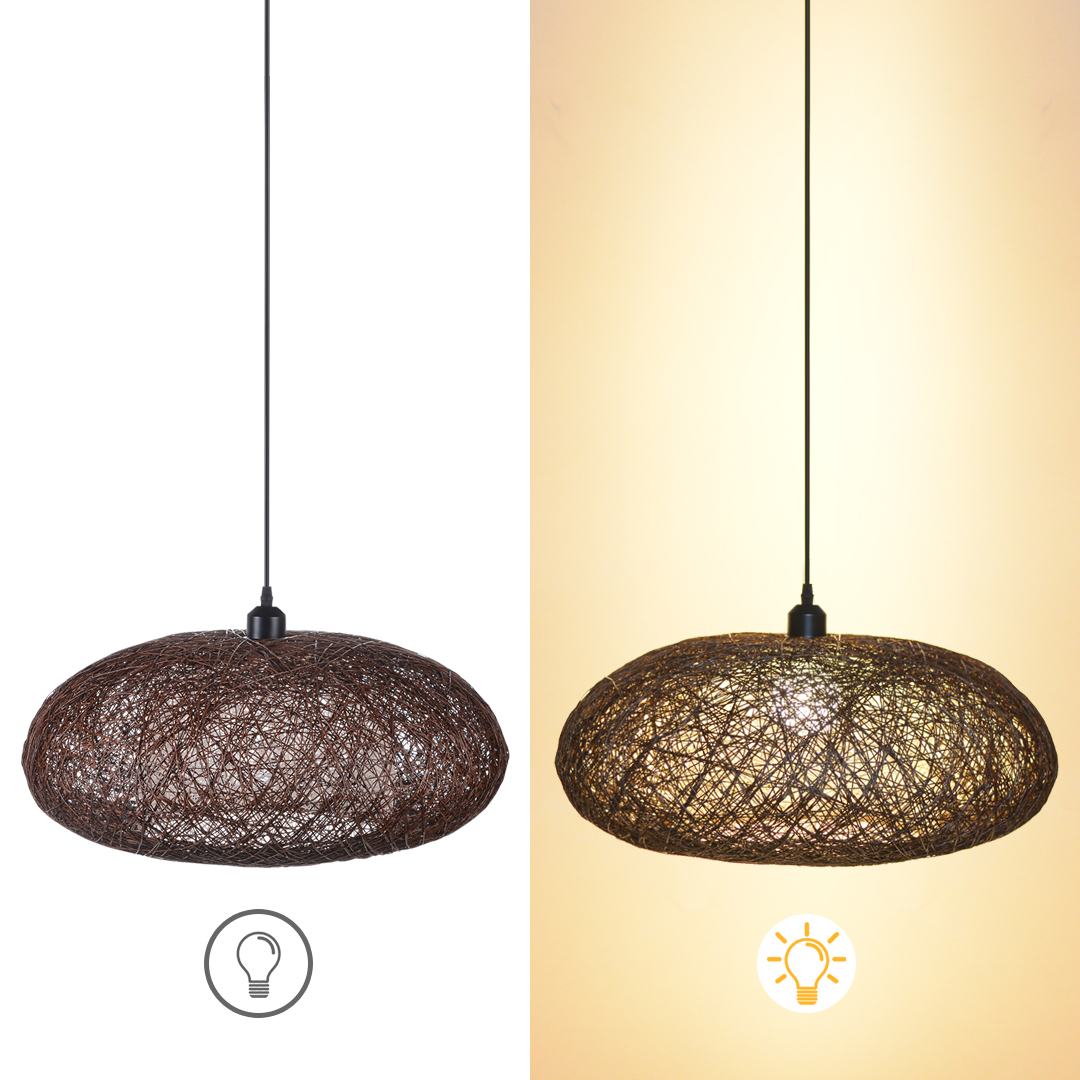 Handmade Oval Ball Rattan Light Hemp Ball Chandelier-labpiecesign