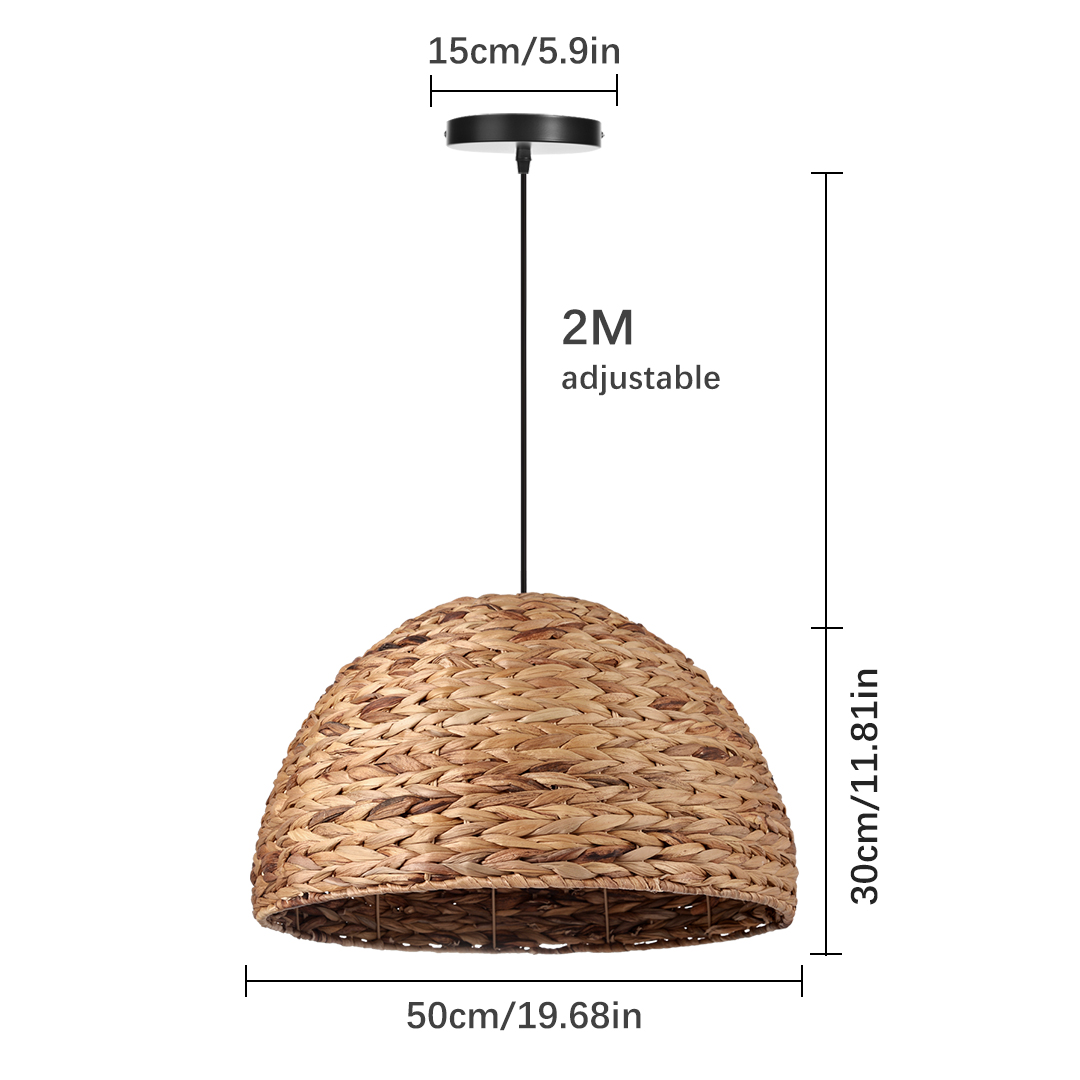 Basket Rattan Pendant Lights Seagrass Semi-circular Hand Woven Rattan Pendant Lights