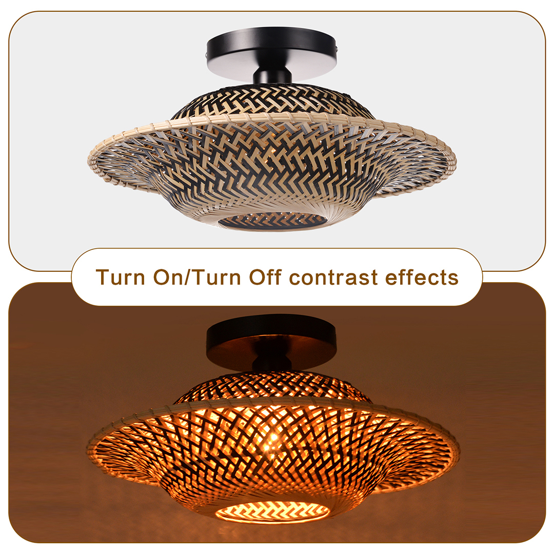Black and white two-color rattan ceiling light-labpiecesign